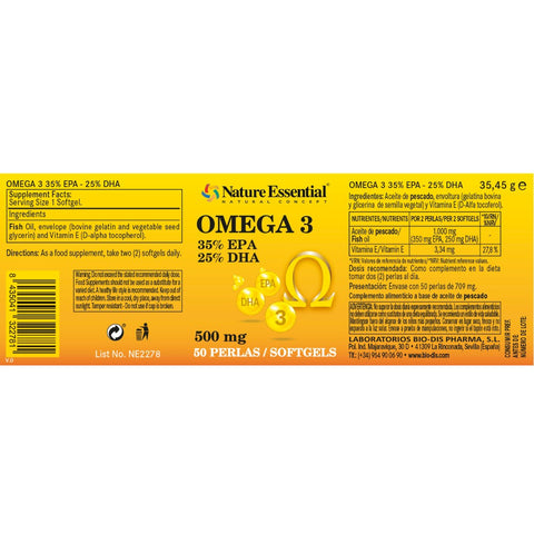 Omega-3 35%-25% 500 mg. 50 perlas