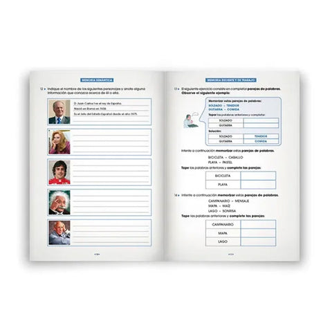 Cuaderno Rubio ejemplo de ejercicios del nivel 1 estimulación cognitiva memoria para prevenir deterioro cognitivo y Alzheimer.