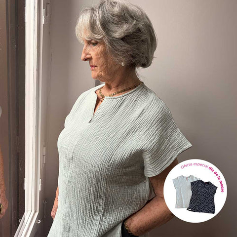 Oferta Exclusiva Día de la Madre - Pack Blusas adaptadas Aire: Azul marino y verde-agua