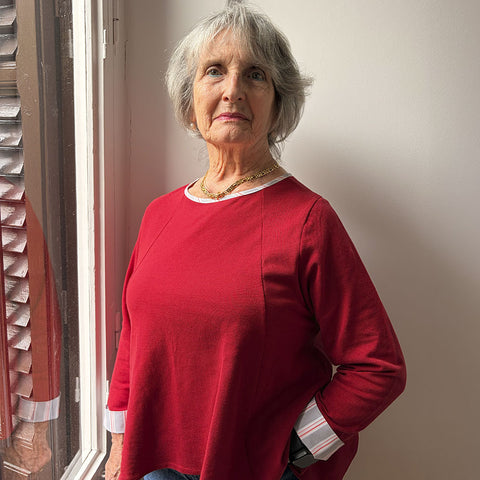 Polo Adaptado Granate Mujer. Vestir sin levantar brazos. (Eleganza)